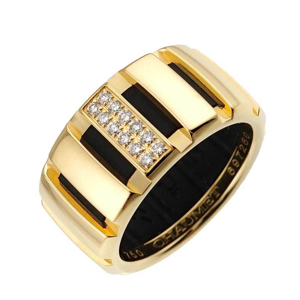 Chaumet Class One #52 Ring, Medium Diamond, 18K Yellow Gold (750), Rubber Strap.